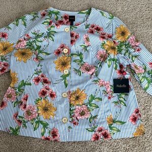 Rafaella Floral Striped Blazer Women’s Size 1X NWT